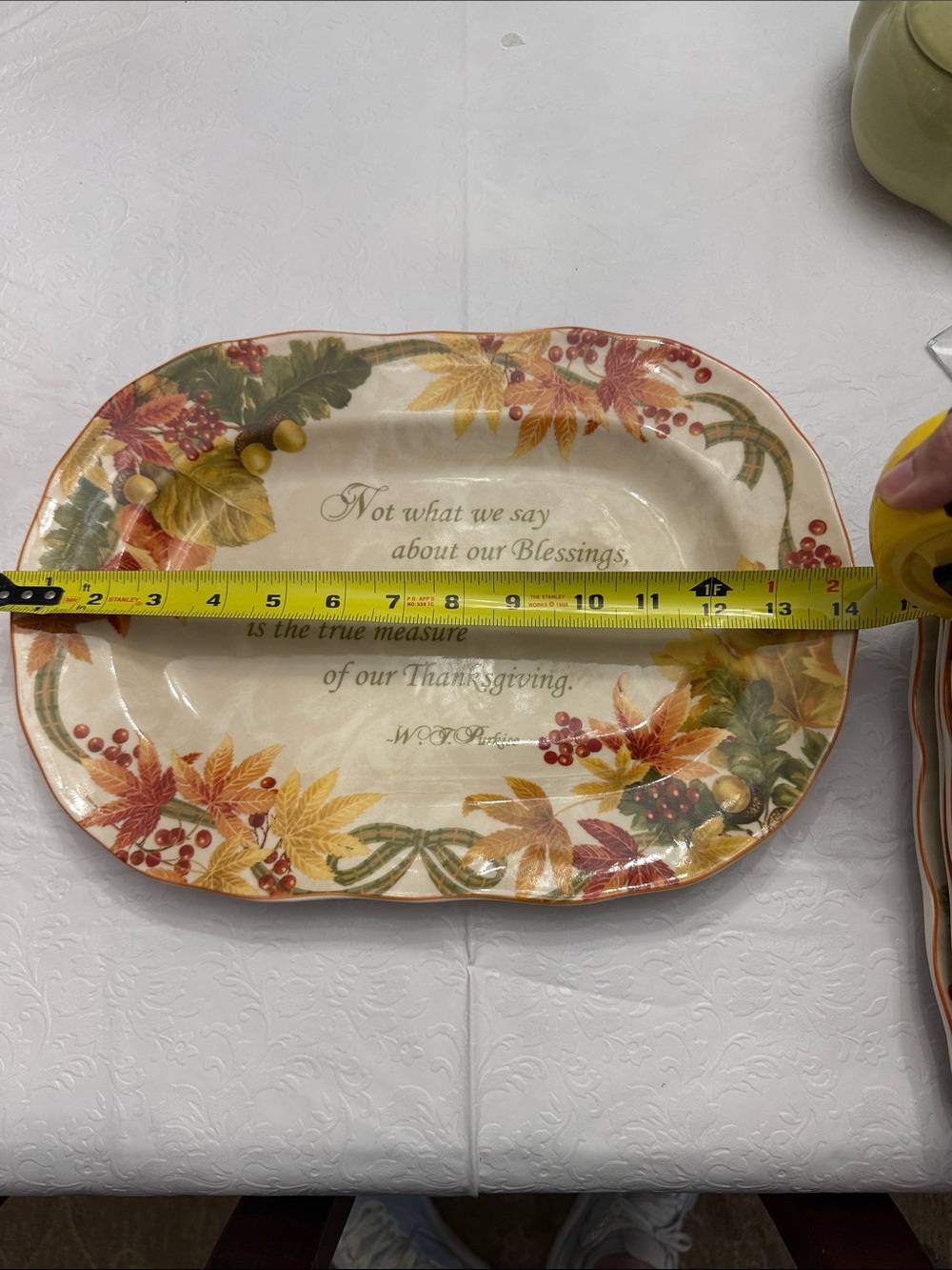 NWT Thanksgiving Harvest Decorative Serving Platter - Cream with Autumn Leaves - Picture 2 of 4